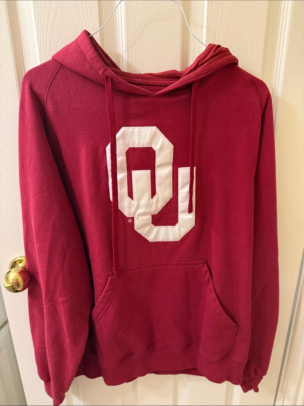 Antigua Crimson Red Women's Hoodie with White OU Logo